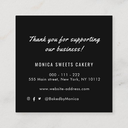 黒金ゴールドハート名刺 スクエア名刺 (裏面)