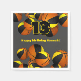 黒金ゴールドバスケットチームカラースポーツパーティー スタンダードカクテルナプキン