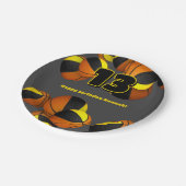 黒金ゴールドバスケットボール女の子の男の子スポーツパーティー ペーパープレート (アングル)