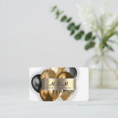 黒金ゴールドバルーン白実在金箔 名刺 (スタンド正面)