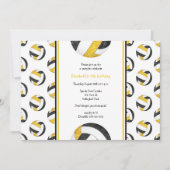 黒金ゴールドバレーボール誕生日パーティー 招待状 (正面)