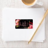 黒金ゴールドピンク結婚の花の唇弁ラベル ラベル (インサイチュ)