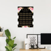 黒金ゴールドピンク結婚フローラの座席表12 ポスター (ホームオフィス)