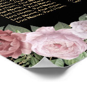 黒金ゴールドピンク結婚フローラの座席表12 ポスター (角)