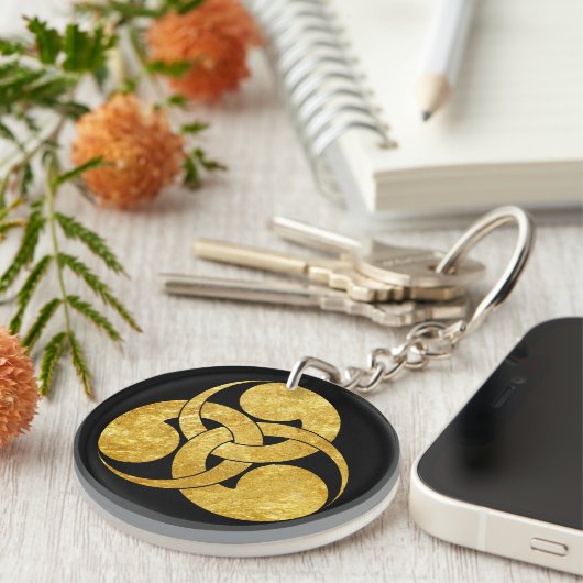 黒金ゴールドフェイク忠ポールモン日本のサムライ氏 キーホルダー (正面右)