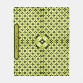 黒金ゴールドホワイトダイヤモンドパターン フリースブランケット (正面)