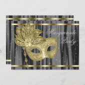 黒金ゴールドマスカレードパーティー 招待状 (正面/裏面)