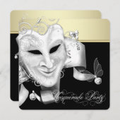 黒金ゴールドマスカレードパーティー 招待状 (正面/裏面)