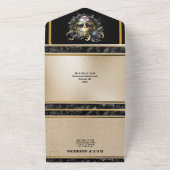 黒金ゴールドマスカレード顔結婚マスクエレガント オールインワン招待状 (外側)