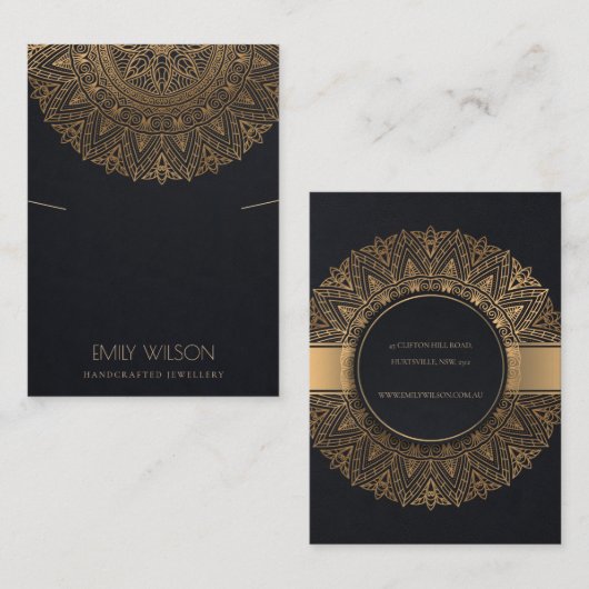 黒金ゴールドマンクラシックダ華美ラネックレスディスプレイ 名刺 (正面/裏面)