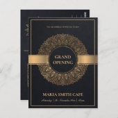 黒金ゴールドマン華美ダラグランドオープン招待状 ポストカード (正面/裏面)