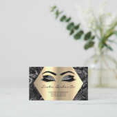 黒金ゴールドメイクアップグリッター六方丸まつ 名刺 (スタンド正面)