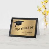 黒金ゴールドモダン卒業 カード (黄色い花)