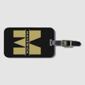 黒金ゴールドモノグラムエレガント名モダン男らし ラゲッジタグ (正面横)