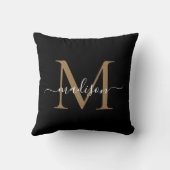 黒金ゴールドモノグラムモダンススタイリッシュフェミニンクリプト クッション (裏面)