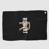 黒金ゴールドモノグラム名 ゴルフタオル (横)