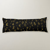 黒金ゴールドラグジュアリー番号通貨記号パターン ボディピロー (裏面)