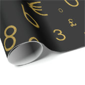 黒金ゴールドラグジュアリー番号通貨記号パターン ラッピングペーパー (ロールコーナー)