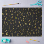 黒金ゴールドラグジュアリー番号通貨記号パターン 薄葉紙 (クラフト)
