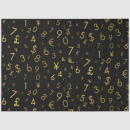 黒金ゴールドラグジュアリー番号通貨記号パターン 薄葉紙