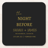 黒金ゴールドリハーサル前の夜ディナーパーティー スクエアペーパーコースター (正面)