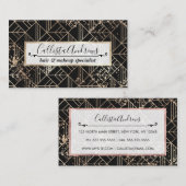黒金ゴールドレトロアールデコ幾何（ばちゃばちゃ）跳ねる 名刺 (正面/裏面)