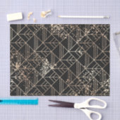 黒金ゴールドレトロアールデコ幾何（ばちゃばちゃ）跳ねる 薄葉紙 (クラフト)