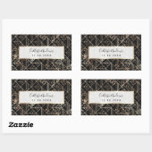 黒金ゴールドレトロアールデコ幾何(ばちゃばちゃ)跳ねる 長方形シール (シート)