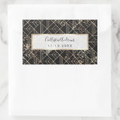 黒金ゴールドレトロアールデコ幾何(ばちゃばちゃ)跳ねる 長方形シール (バッグ)