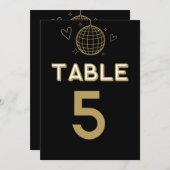 黒金ゴールドレトロDisco Groovy大きなテーブル番号 招待状 (正面/裏面)