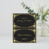 黒金ゴールドヴィンテージ印刷名結婚の座席表 (スタンド正面)