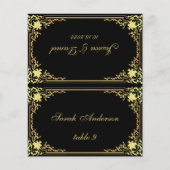 黒金ゴールドヴィンテージ印刷名結婚の座席表 (正面)
