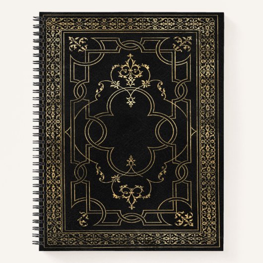 黒金ゴールドヴィンテージ華美金ゴールド ノートブック (正面)