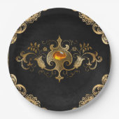 黒金ゴールドヴィンテージ華美金ゴールド ペーパープレート (正面)
