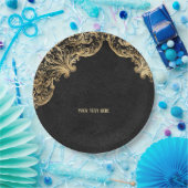 黒金ゴールドヴィンテージ華美金ゴールド ペーパープレート (パーティー)