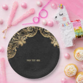 黒金ゴールドヴィンテージ華美金ゴールド ペーパープレート (パーティー)