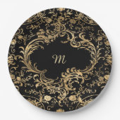 黒金ゴールドヴィンテージ華美金ゴールド ペーパープレート (正面)