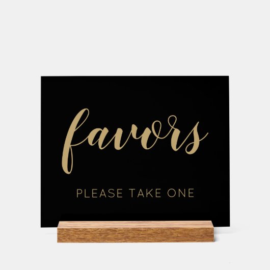 黒金ゴールド一つ結婚式の引き出物 アクリルサイン (正面)