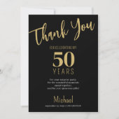 黒金ゴールド任意の年齢の誕生日パーティーサンキューカード 招待状 (正面)