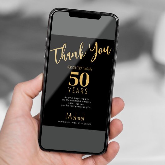 黒金ゴールド任意の年齢の誕生日パーティーサンキューカード 招待状