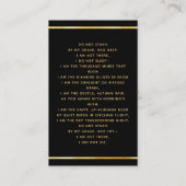 黒金ゴールド写真フローラ葬儀祈りの言葉カード 名刺 (裏面)