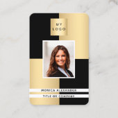 黒金ゴールド写真企業のロゴQRコード 名刺 (正面)