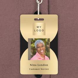 黒金ゴールド写真名arch QRコードのビジネスロゴ バッジ