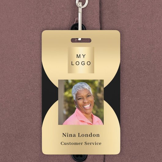 黒金ゴールド写真名arch QRコードのビジネスロゴ バッジ