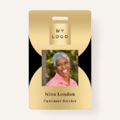 黒金ゴールド写真名arch QRコードのビジネスロゴ バッジ (正面)