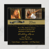 黒金ゴールド卒業フォトカード 案内状 (正面/裏面)