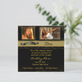 黒金ゴールド卒業フォトカード 案内状 (スタンド正面)