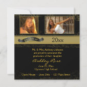 黒金ゴールド卒業フォトカード 案内状 (正面)