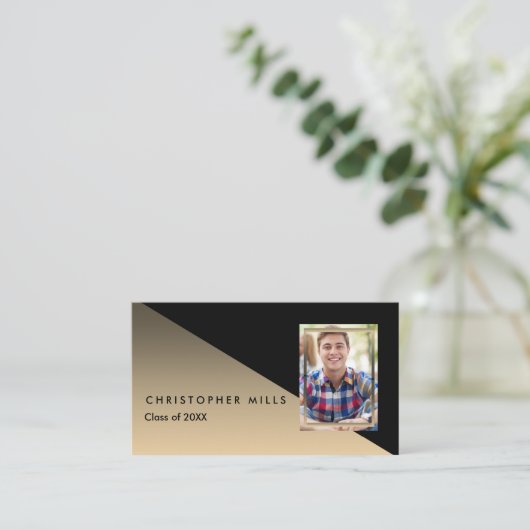 黒金ゴールド卒業写真カードの挿入 コーリングカード (スタンド正面)