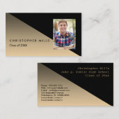 黒金ゴールド卒業写真カードの挿入 コーリングカード (正面/裏面)